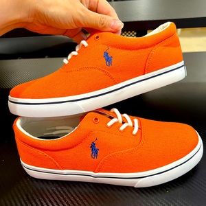 Ralph Lauren brand new  orange  tennis shoes size 5 boys